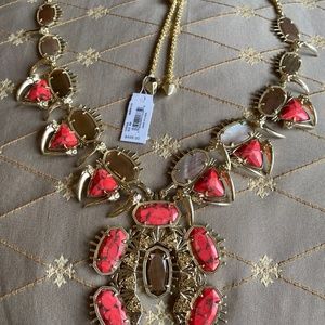 Kendra Scott Gold Odessa Necklace Red Magnesite/Drusy Texas Exclusive Rodeo New